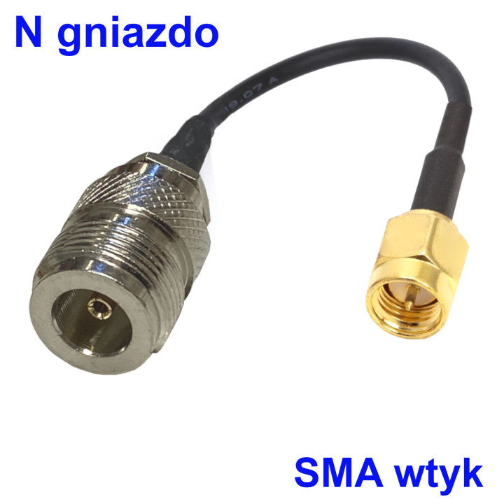 N socket to SMA plug RG174 20 cm cable assembly | RF 50 Ω