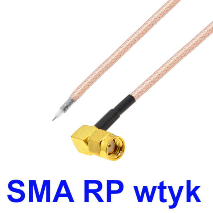 Pigtail SMA-RP wtyk KĄTOWE 10cm RG178 DO LUTOWANIA