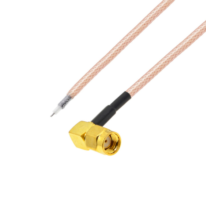 Pigtail SMA-RP wtyk KĄTOWE 20cm RG178 DO LUTOWANIA