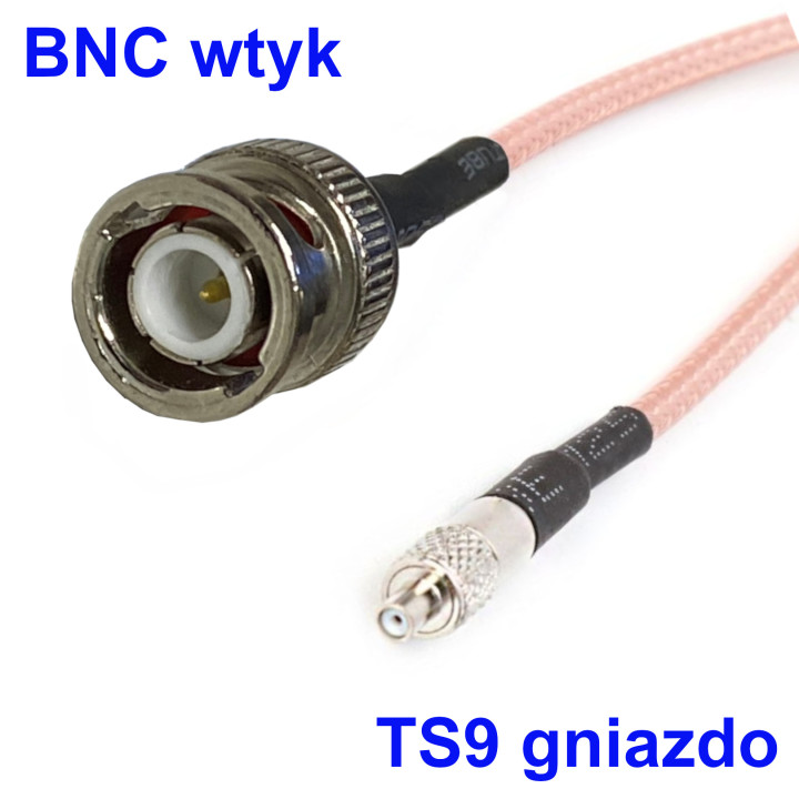 Pigtail TS9 socket to BNC plug RG316 15 cm | RF 50 Ω