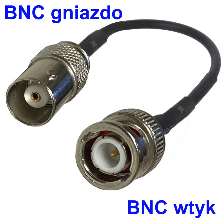 Pigtail BNC socket to BNC plug RG174 50 cm | RF 50 Ω