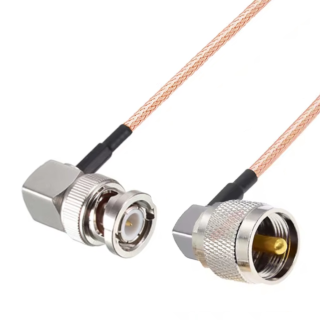 Pigtail  BNC wtyk KĄT / UHF wtyk KĄT RG316 1m