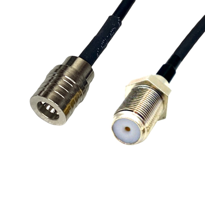 Pigtail QMA plug / F socket 20cm RG174