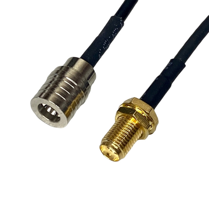 Pigtail QMA wtyk / SMA gniazdo RG174 20cm 