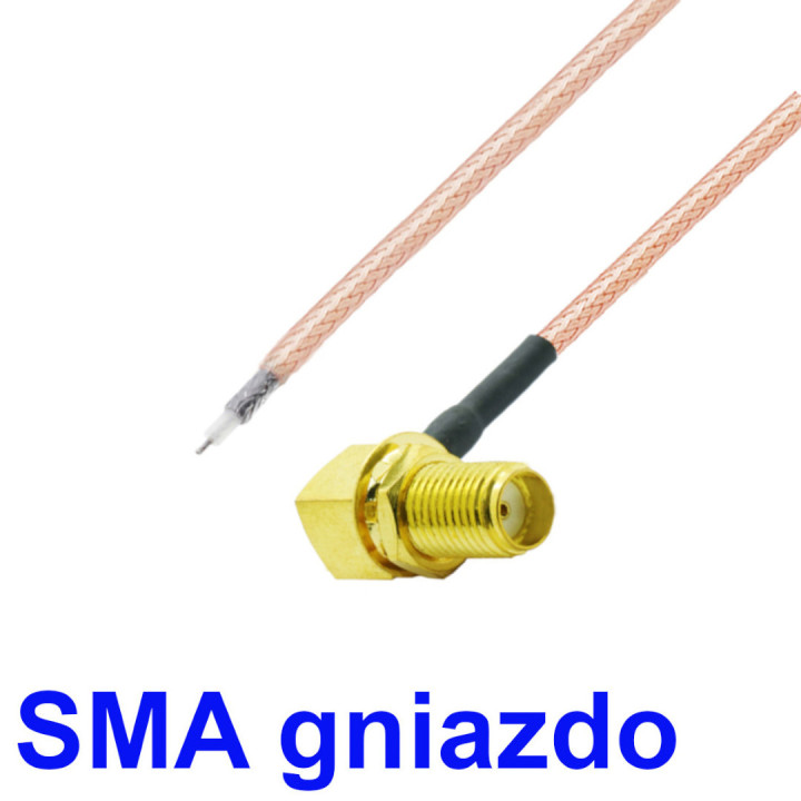 Pigtail SMA socket ANGLE 20cm RG178 FOR SOLDERING