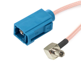 TS9 plug to FAKRA socket RG316 15 cm cable assembly | RF 50 Ω