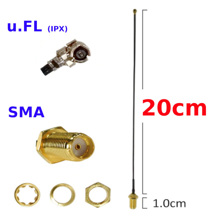 Pigtail U.FL Buchse auf SMA Buchse RF1.13 20 cm | RF 50 Ω