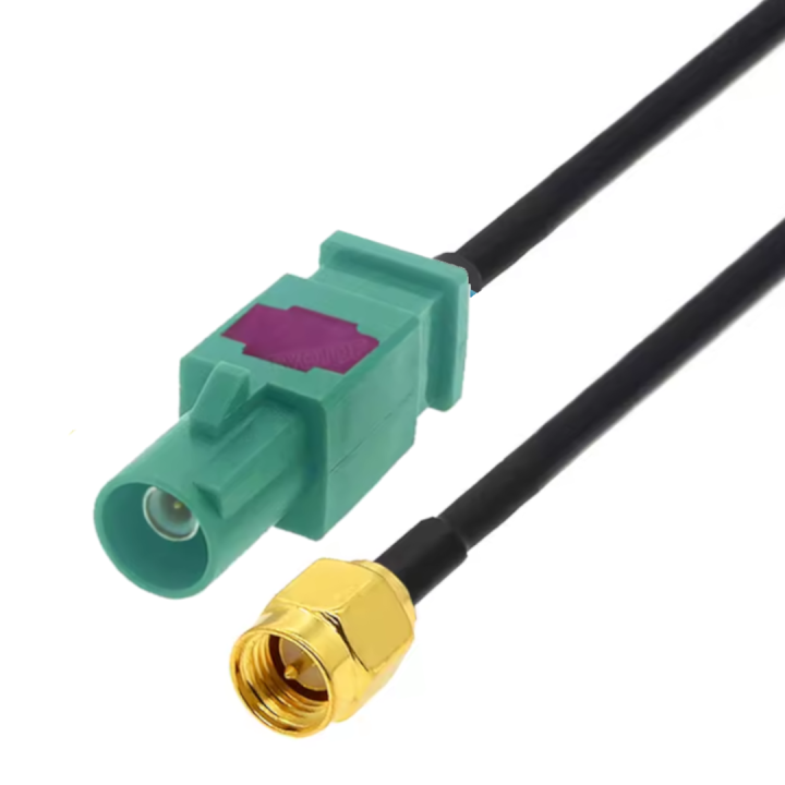 Pigtail FAKRA E wtyk / SMA wtyk RG174 50cm 