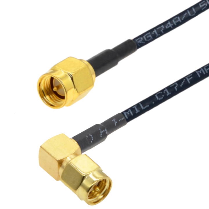 Pigtail SMA wtyk kątowy-SMA wtyk kątowy RG174 2m