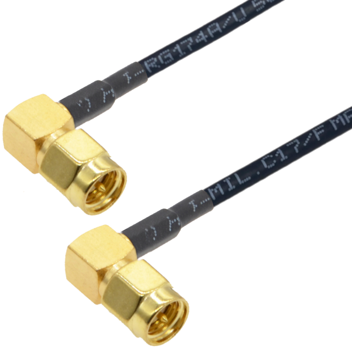 Pigtail SMA wtyk RA / SMA wtyk RA RG174 30cm