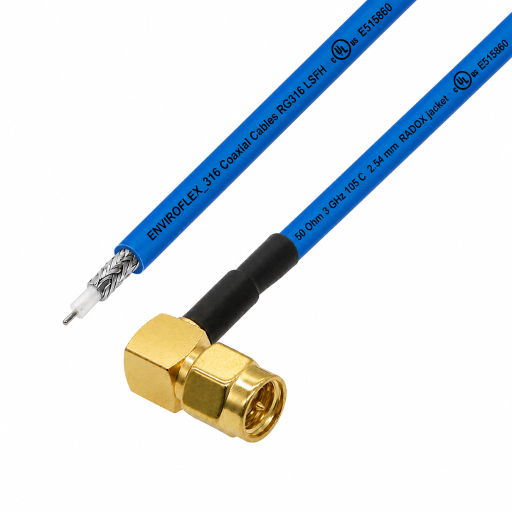 Pigtail SMA wtyk RA  RG316HS / DO LUTOWANIA 3m