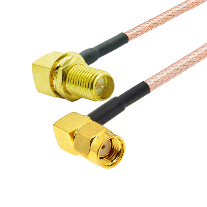Pigtail SMA-RP gniazdo / wtyk KĄTOWE RG316 15cm