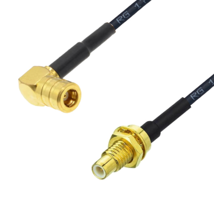 Pigtail SMB gniazdo KĄTOWE / SMC wyk BH RG174 1m