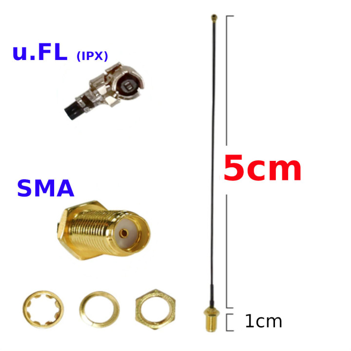 Pigtail U.FL Buchse auf SMA Buchse RF1.13 5 cm | RF 50 Ω