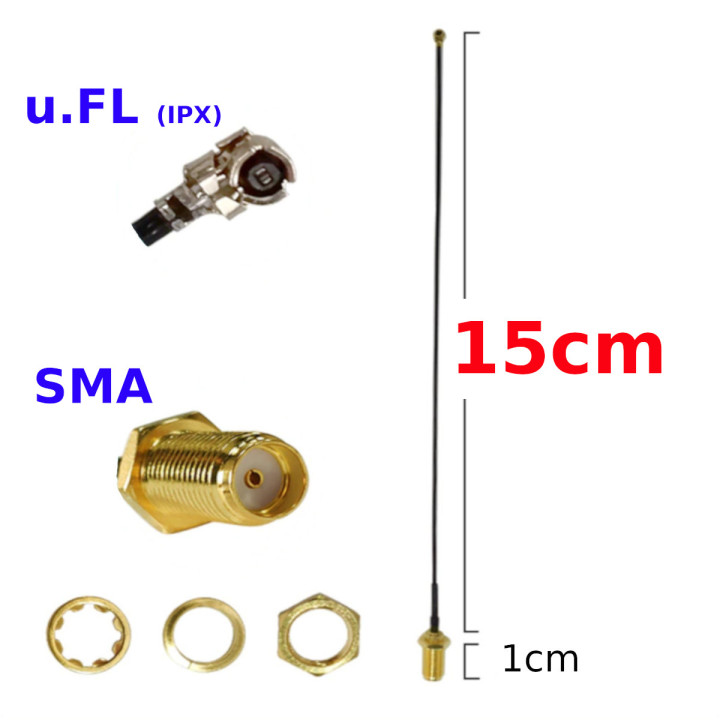 Pigtail U.FL socket to SMA socket RF1.13 15 cm | RF 50 Ω
