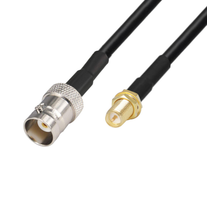 Kabel antenowy BNC gniazdo / SMA-RP gniaz RG58 5m