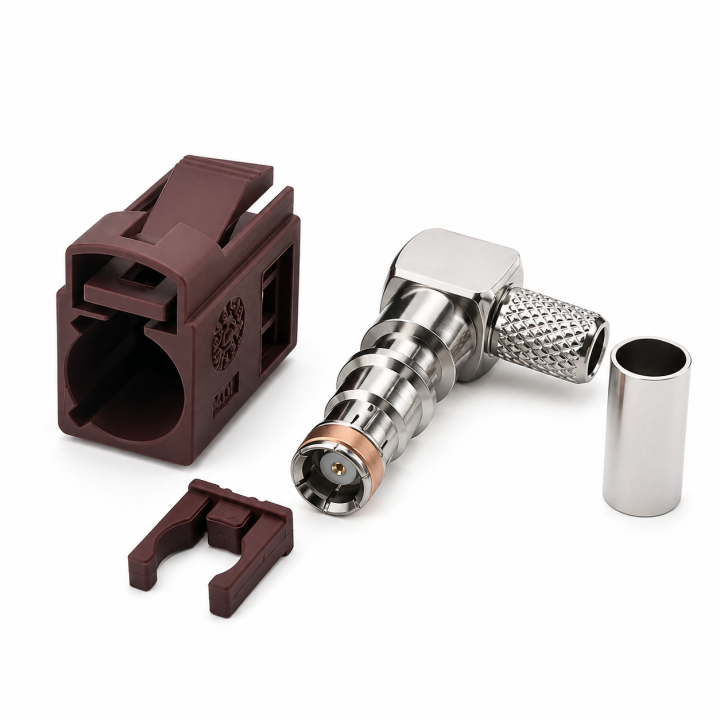 FAKRA gniazdo na kabel RG58 Code F KĄTOWE
