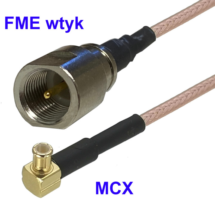 Pigtail MCX wtyk RA /  FME wtyk RG316 2m