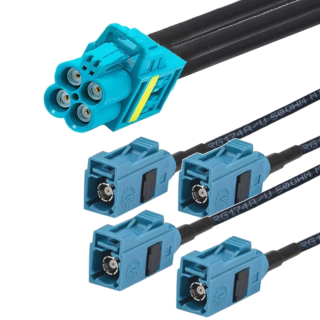 Adapter mini FAKRA Z gniazdo / 4xFAKRA gn 0,5m 