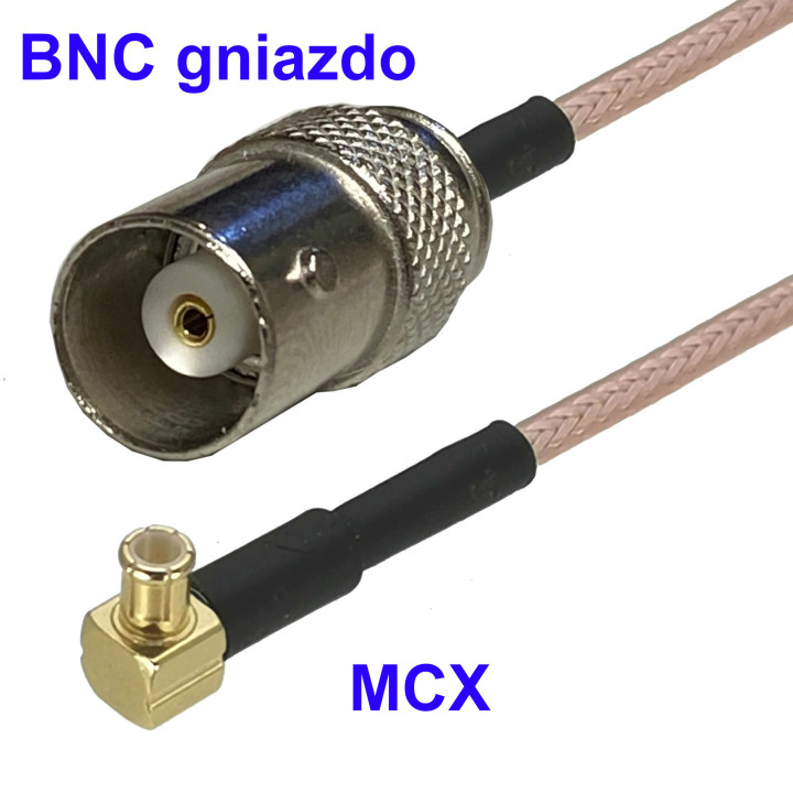Pigtail MCX wtyk RA / BNC gniazdo RG316 3m