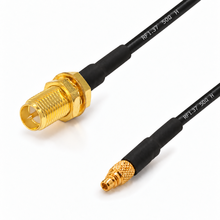 Pigtail MMCX wtyk / SMA-RP gniazdo RF1.37 10cm