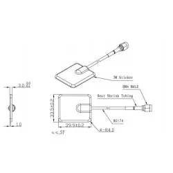 Antenă GSM 3G LTE 2dBi, plată, lipită, mufă SMA X17