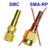 Fișă SMC la cablu RG174, conector sertizat ANGLE