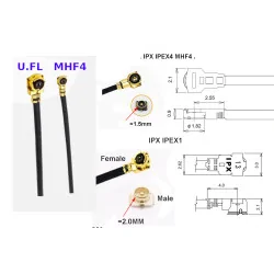 Pigtail TIP Y 2x UFL - SMA RP mufă RF1.13 25cm
