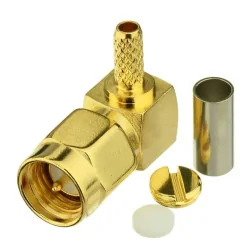 SMA plug connector for RG174 crimped cable ANGLED