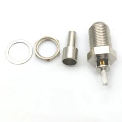 F socket connector for RG174 crimped cable