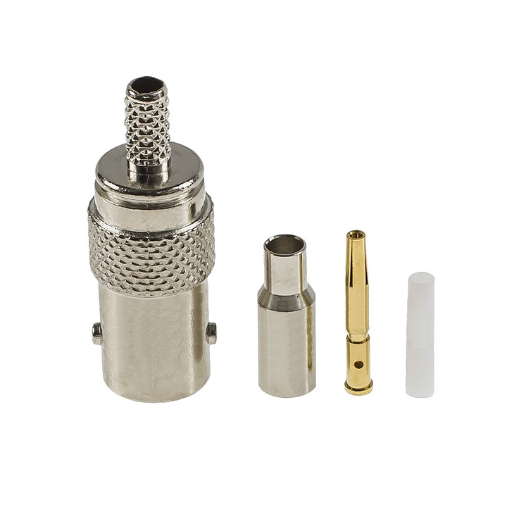 BNC socket connector for RG174 cable, crimped