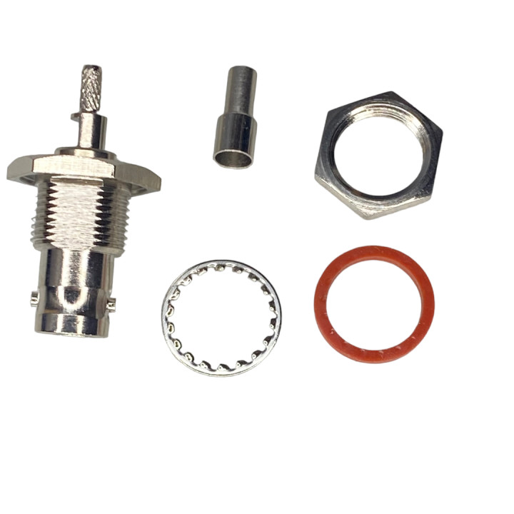 BNC socket connector for RG179 cable, crimped, 75ohm