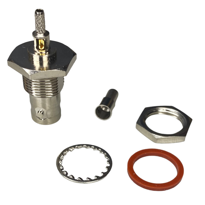 BNC socket connector for RG179 cable, crimped, 75ohm