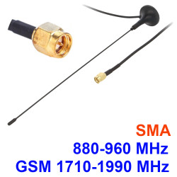 GSM 3G LTE anténa 2,8dBi vertikální MAGNET, zástrčka SMA B