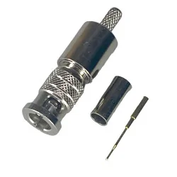 Micro BNC plug connector for RG179 cable, crimped