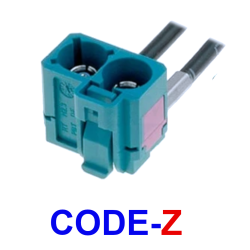 FAKRA 2 * RG174 CODE-Z cable socket, ANGLE
