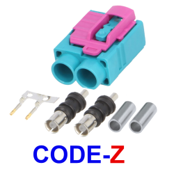 FAKRA 2 * socket for RG174 cable CODE-Z STRAIGHT