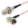 Pigtail F plug ANGLE / F socket RG179 75ohm 2m